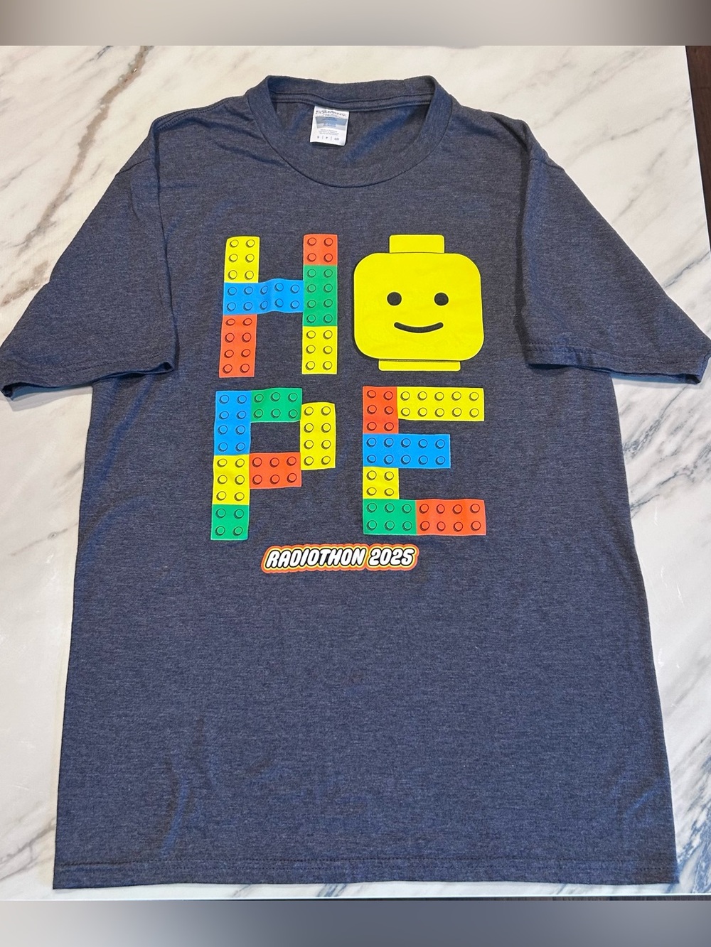 Port & Company EUC LEGO HOPE T-shirt Adult Size Small Radiothon 2025 Collectible